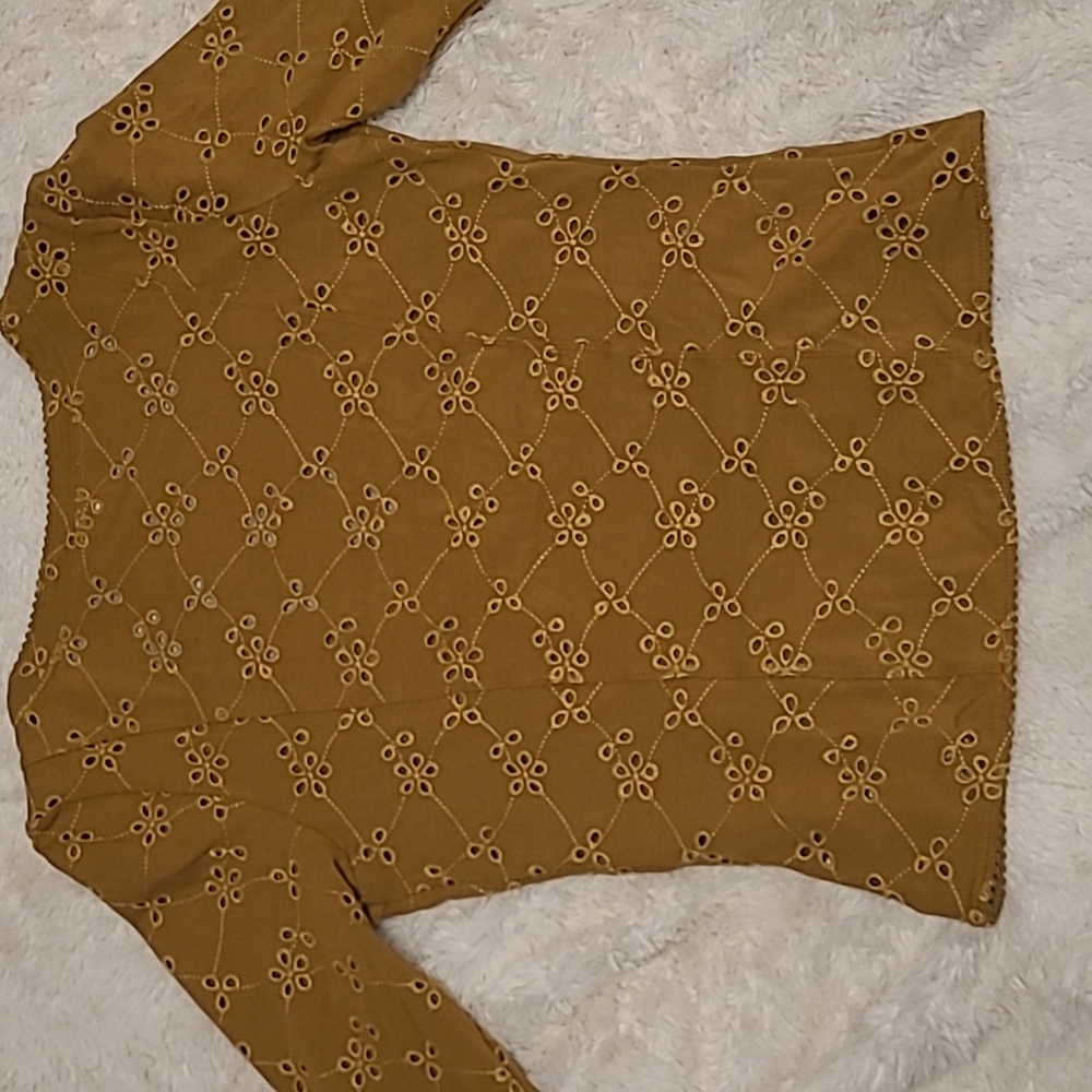 Free People Intimately Full Bloom Long Sleeve Eyelet Top Medium in Dried Tobacco - Picture 10 of 10